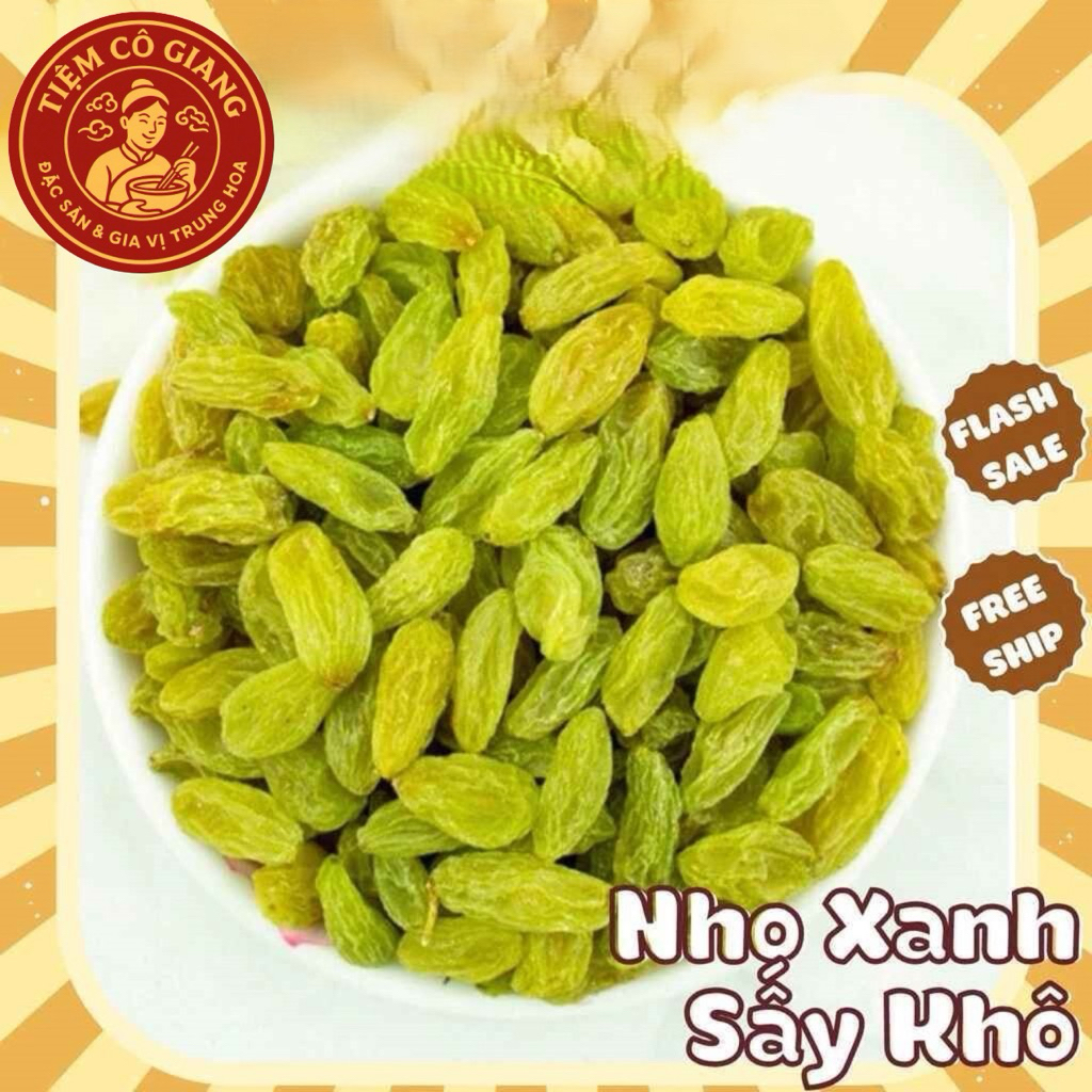 1KG Nho Khô Không Đường Sấy, Nho Khô Mỹ Xanh Sấy Dẻo Hàng LOẠI 1