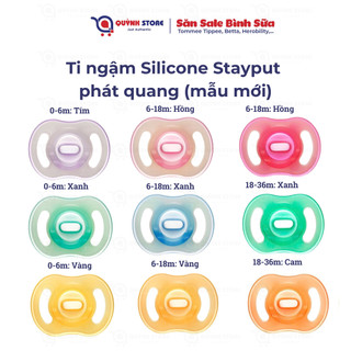  Ty ngậm phát quang Silicone nguyên khối  Ultra-light Stayput NightGlow  Tommee Tippee đủ size 0-6m 6-18m 18-36m 