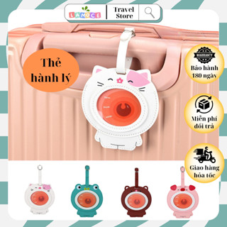  Tag vali thẻ hành lý dễ thương có bảng tên bằng da gắn treo cặp balo đánh dấu chống thất lạc phụ kiện du lịch LAMOCE 