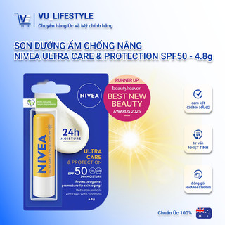 [Hàng Úc] SON DƯỠNG ẨM CHỐNG NẮNG NIVEA ULTRA CARE & PROTECT SPF50 - 4.8g | Dưỡng ẩm | Chống nắng