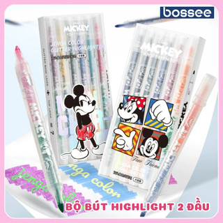 Bút Nhũ Highlight, Bút Kim Tuyến 2 Đầu, Bộ 6 Bút Màu Hoạt Hình Ghi Chú Nhanh Khô Thỏa Sức Sáng Tạo