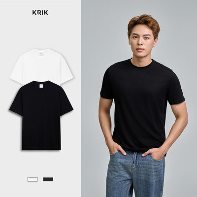 Áo Phông Nam KRIK Form Fitted Thiết Kế Basic Dệt Single Co Giãn Nhẹ AP1427