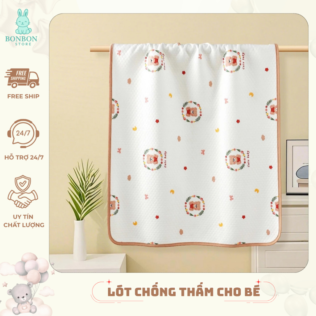 BONBON STORE - Tấm lót chống thấm cao cấp - Lót thay bỉm Cotton mềm mại, thoáng khí cho bé HT723 - H