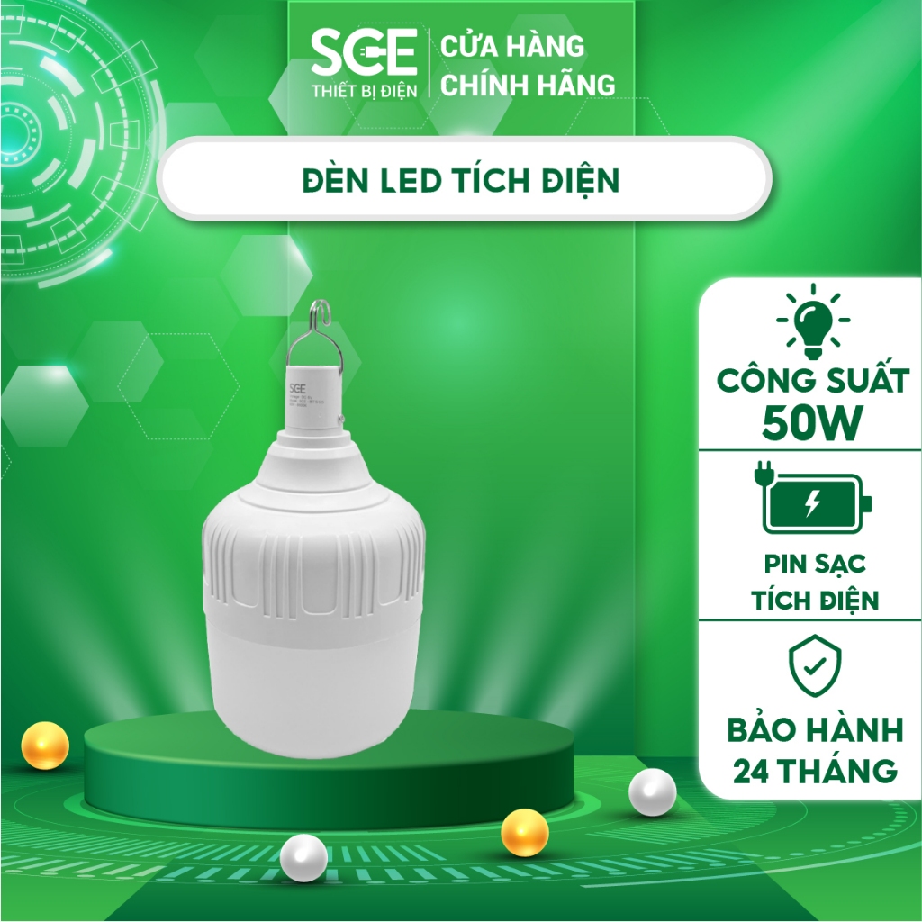 Bóng Đèn Led Bulb Trụ Tích Điện SmartChoice SCE -BTS50, Đèn Led Bulb Trụ Công Suất 50W Siêu Sáng
