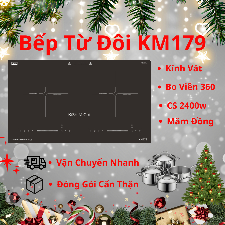  BẾP TỪ ĐÔI KISHIMICHI KM179 CÔNG NGHỆ NHẬT BẢN 
