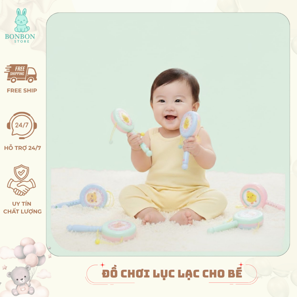 BONBON STORE - Đồ Chơi Lục Lạc Cho Bé Đồ Chơi Trống An Toàn Cho Bé- HT730
