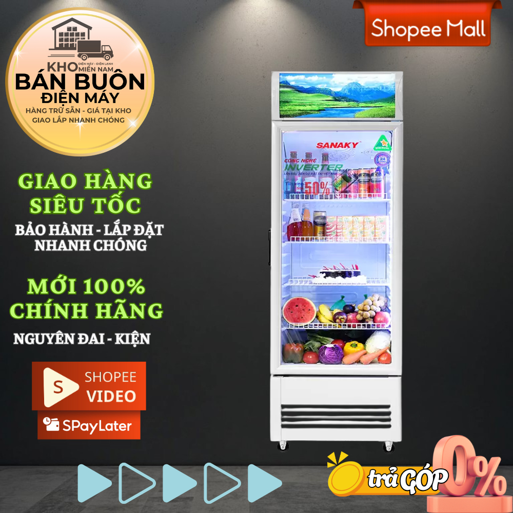 Tủ mát Inverter Sanaky VH-3589K3 – 350L, 1 cánh kính, dàn đồng, tiết kiệm điện | VH 3589K3