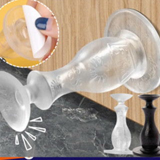 Bộ 5 Chặn Cửa Chống Va Đập, Giữ Cửa Hít Chân Không Sillicon NANO Không Đục Khoan, An Toàn Cho Tường