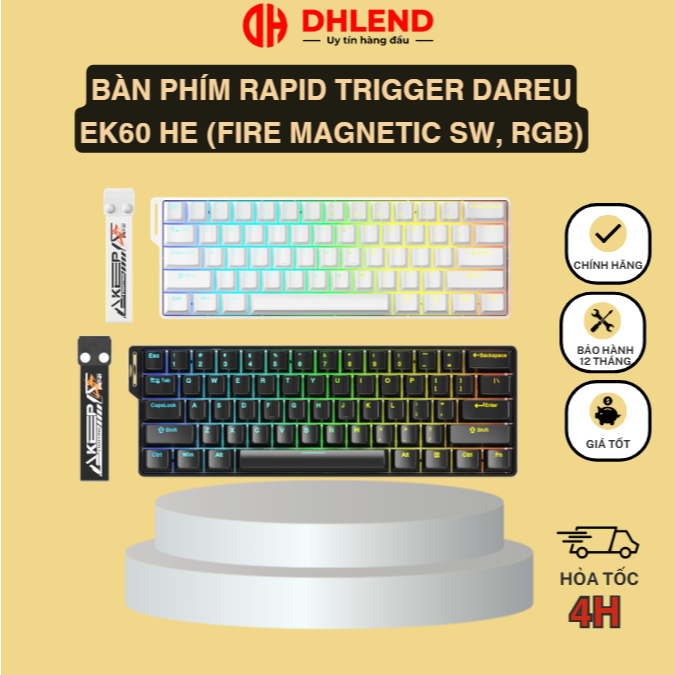 Bàn phím Rapid Trigger DAREU EK60 HE (FIRE Magnetic sw, RGB)Color