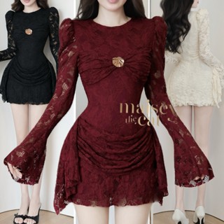   MAISEY 3002  Đầm ren đi tiệc sang trọng – ôm body tay dài loe tôn dáng quyến rũ 