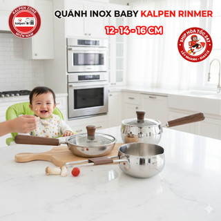  Quánh inox 304 Kalpen Rinmer quánh inox nguyên khối 12 cm quánh nấu cháo cho bé chảo inox cho bé 