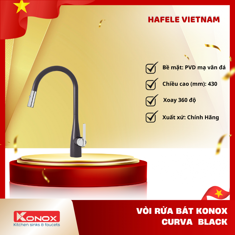 Vòi Rửa Bát Konox Curva – Lõi Đồng CW617N An Toàn – Thiết Kế Cong Đẹp – FEM