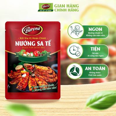 Xốt gia vị Nướng Sa Tế Barona 80g ướp nướng đa năng, ngon chuẩn vị không cần nêm nếm