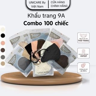  UNICARE Combo 100 Chiếc Khẩu trang 9A Unicare che kín mặt Khẩu trang kháng khuẩn cao cấp 