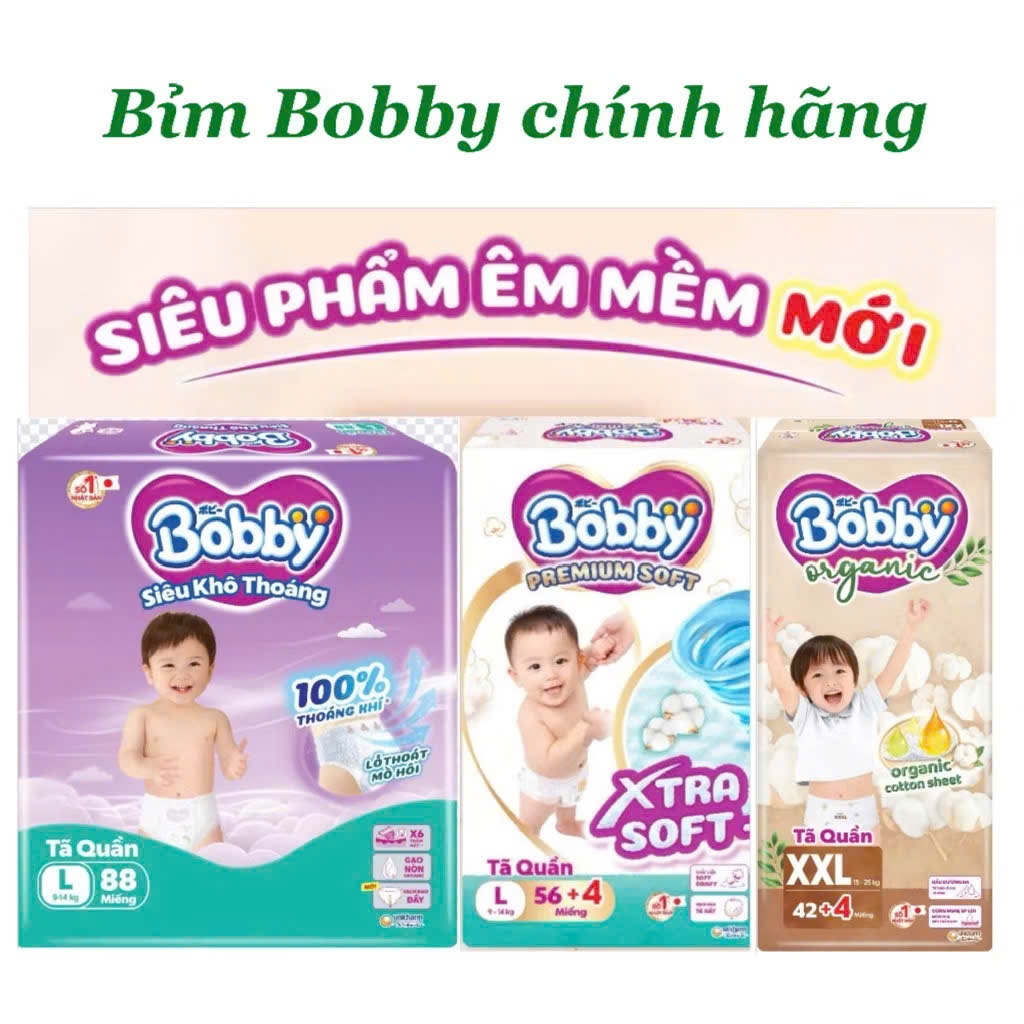 Tã Bỉm quần Bobby ultra+/ Bobby Premium Soft/ bỉm bobby oganic  chính hãng đủ size từ M-3XL