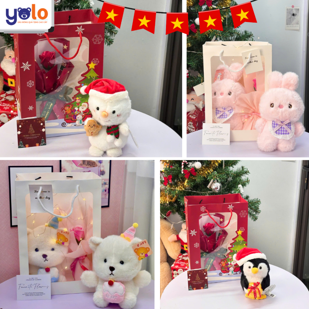 Sét quà ST1 gấu bông siêu dễ thươn trong túi . quà tặng, tốt nghiệp bao gồm gấu+ hoa+túi+ đèn+thiệp 