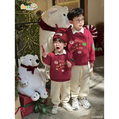 Áo sweater giáng sinh cho bé trai Beemo thêu hình dễ thương vải nỉ 2 da cho bé trai từ 9-24kg 5409SDB