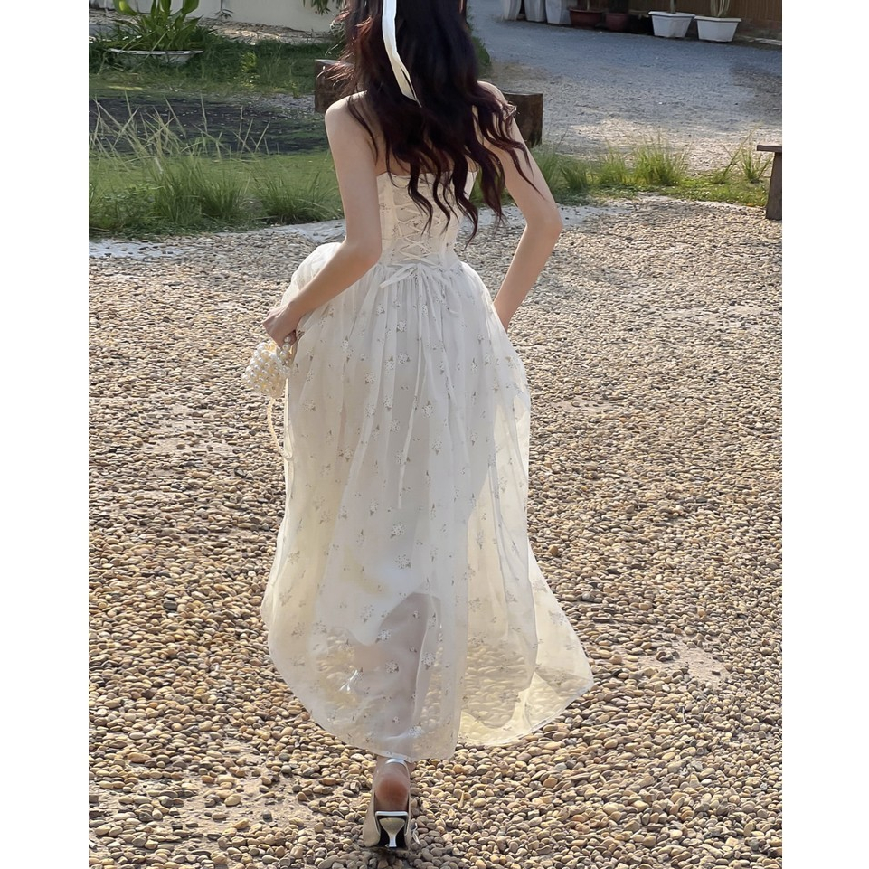 Đầm maxi cúp ngực dáng dài COQUI thanh lịch, Váy dáng dài tơ in hoa tiểu thư dự tiệc có mút LINH LAN DRESS | BigBuy360 - bigbuy360.vn
