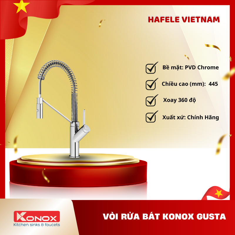 Vòi Rửa Bát Konox Gusta Chrome - Đầu Phun 2 Chế Độ Nước - FEM