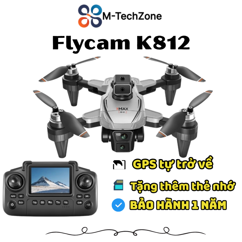 Flycam K812 Pro Max, flaycam giá rẻ, có GPS tự động quay về khi sắp hết pin, cảm biến chống va chạm