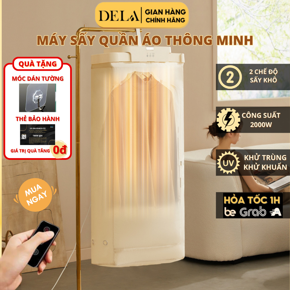 Máy Sấy Quần Áo DELADEP Khử Trùng, Công Nghệ Tiên Tiến Gấp Gọn 3D 2 Chế Độ Tiết Kiệm Diện Tích SQA01