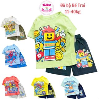   11-40kg  Đồ bộ cho bé trai thun cotton size nhí đại Set bộ thun trẻ em Mền mịn In hình Siêu nhân khủng long 
