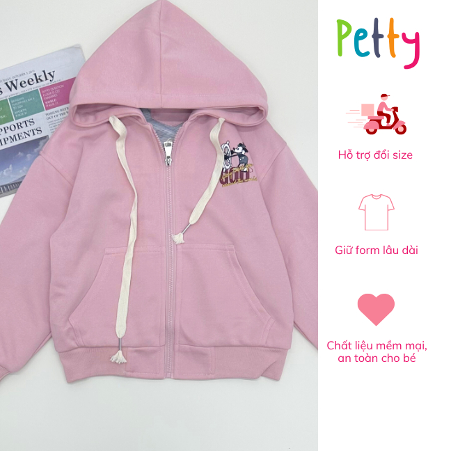 Áo Hoodie Zip Bé Trai Bé Gái, Áo Hoodie Zip Bé Trai Bé Gái Họa Tiết Dễ Thương - Petty Thời Trang Trẻ