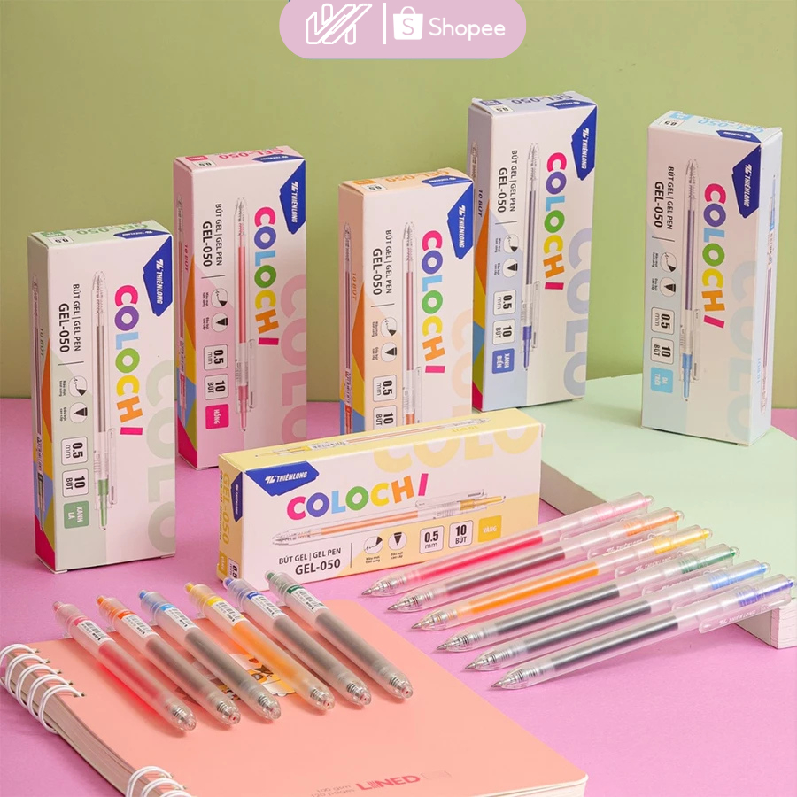 Combo Bút gel Colochi Thiên Long GEL-050 đầu viết cao cấp 0.5mm, nét viết êm trơn, thân bút hiện đại