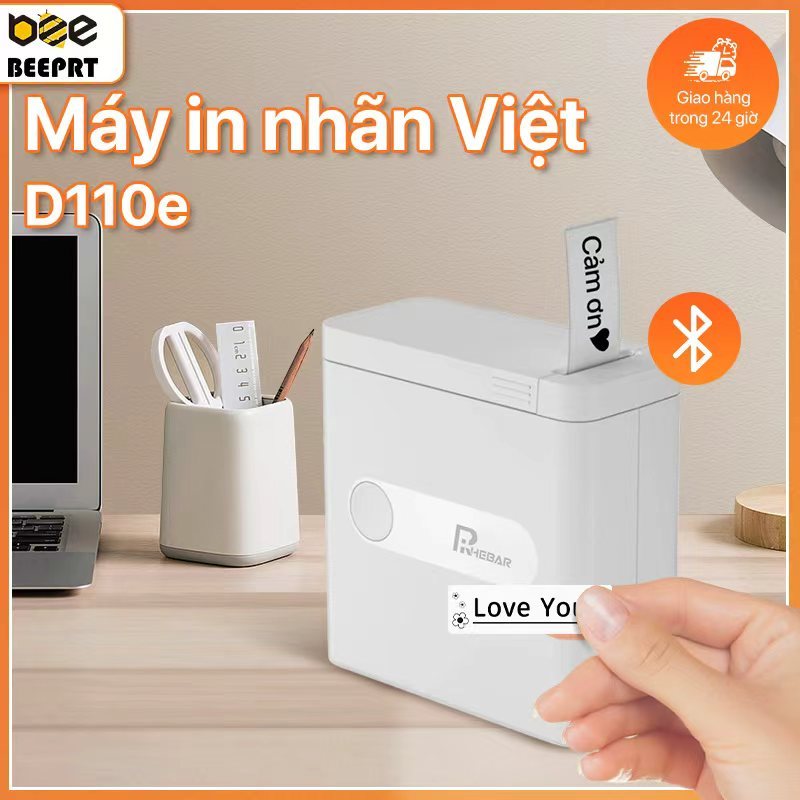Máy In Nhiệt Bluetooth Mini D110E Cầm Tay - In Tem Nhãn, Mã Vạch, Sticker SIÊU NÉT