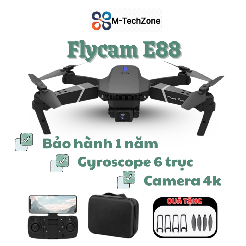 Máy bay điều khiển từ xa E88, E100 Max, Flycam giá rẻ, Flaycam Cảm Biến Chống Va Chạm, Drone mini