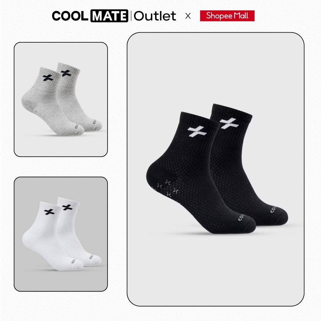 [Coolmate Outlet] Tất Nam Cổ Trung Tập Gym Essentials Chống trượt
