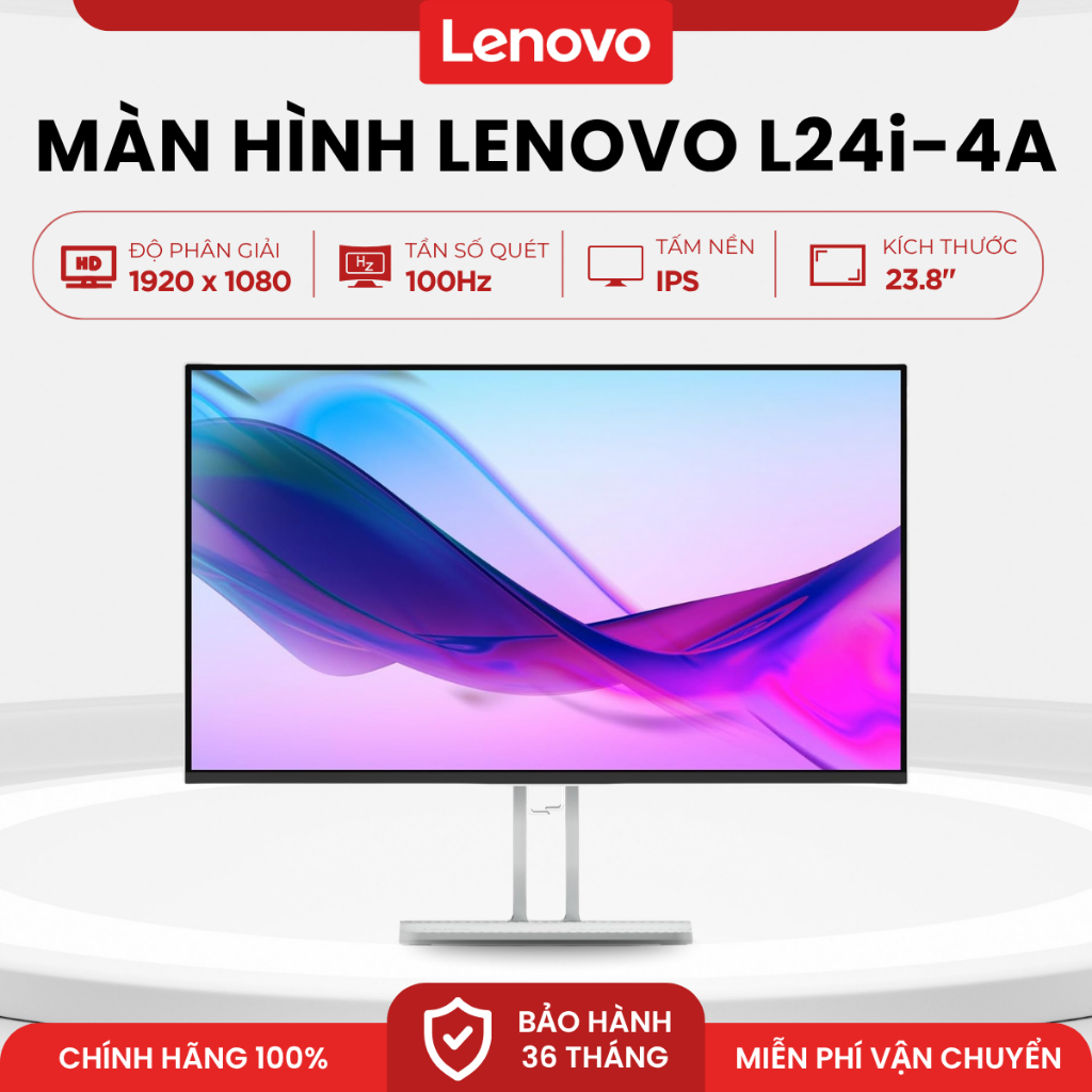 Màn Hình Lenovo L24i-4A | 23.8" IPS | FHD | 100Hz | 1ms | Loa Kép | 99% sRGB Bảo Hành 3 Năm