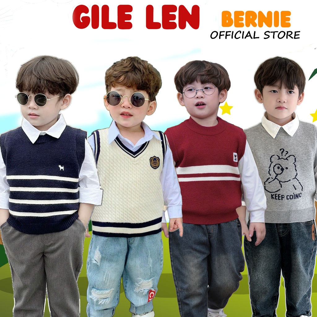   Nhiều mẫu  Áo gile len bé trai bé gái hoạ tiết thời trang Bernie - Áo len bé trai bé gái size 9-23kg - 24A018 