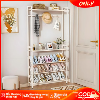 ONLY Kệ Giày Dép Và Mũ Đa Năng Giá Treo Áo Khoác Thời Trang Kiểu Mới Kệ Để Giày Giá Bằng Thép Cacbon Dạng Lưới Nghiêng