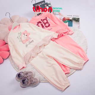  Set bộ bé gái TIHON cao cấp chất liệu nỉ mềm mại ấp áp thiết kế bèo nhún dễ thương SET0744024 