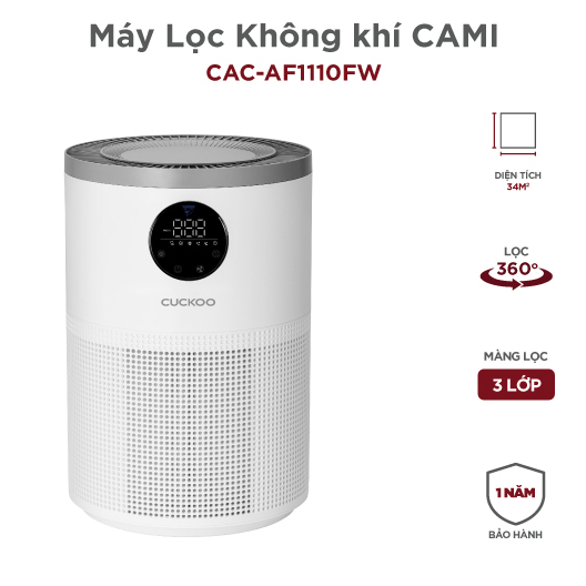 Máy lọc không khí Cuckoo 34m2 CAC-AF1110FW/WHCKV - 3 in 1 HEPA- lọc bụi mịn PMO.3- đèn cảnh báo chất lượng không khí