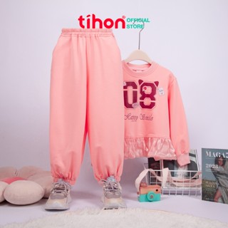  Đồ bộ cho bé gái TIHON cao cấp thiết kế bèo nhún in hình dễ thương cho bé từ 11kg - 36kg SET0744024 