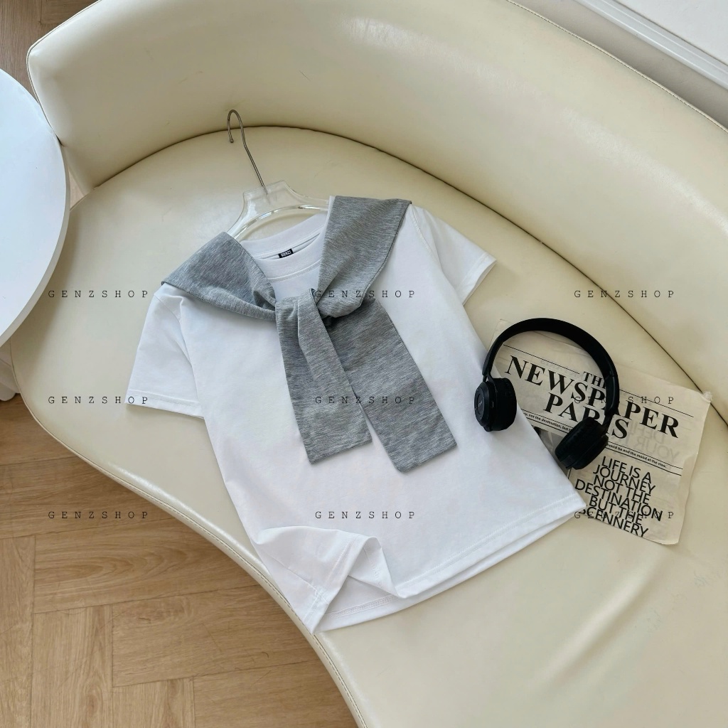 Khăn Choàng Vắt Vai  [Genzshop]  Phối Áo Sơ Mi Áo Thun Chất Cotton 2 Lớp | BigBuy360 - bigbuy360.vn