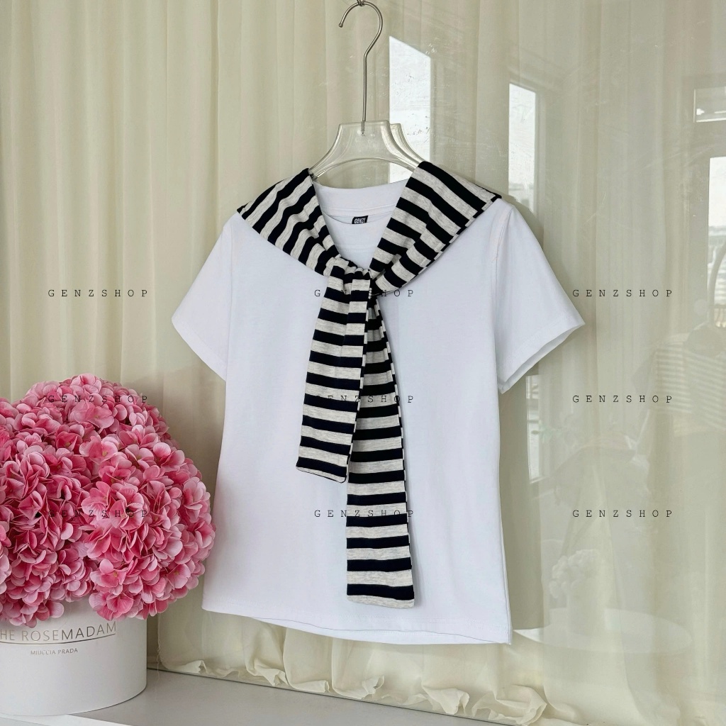 Khăn Choàng Vắt Vai  [Genzshop]  Phối Áo Sơ Mi Áo Thun Chất Cotton 2 Lớp | BigBuy360 - bigbuy360.vn