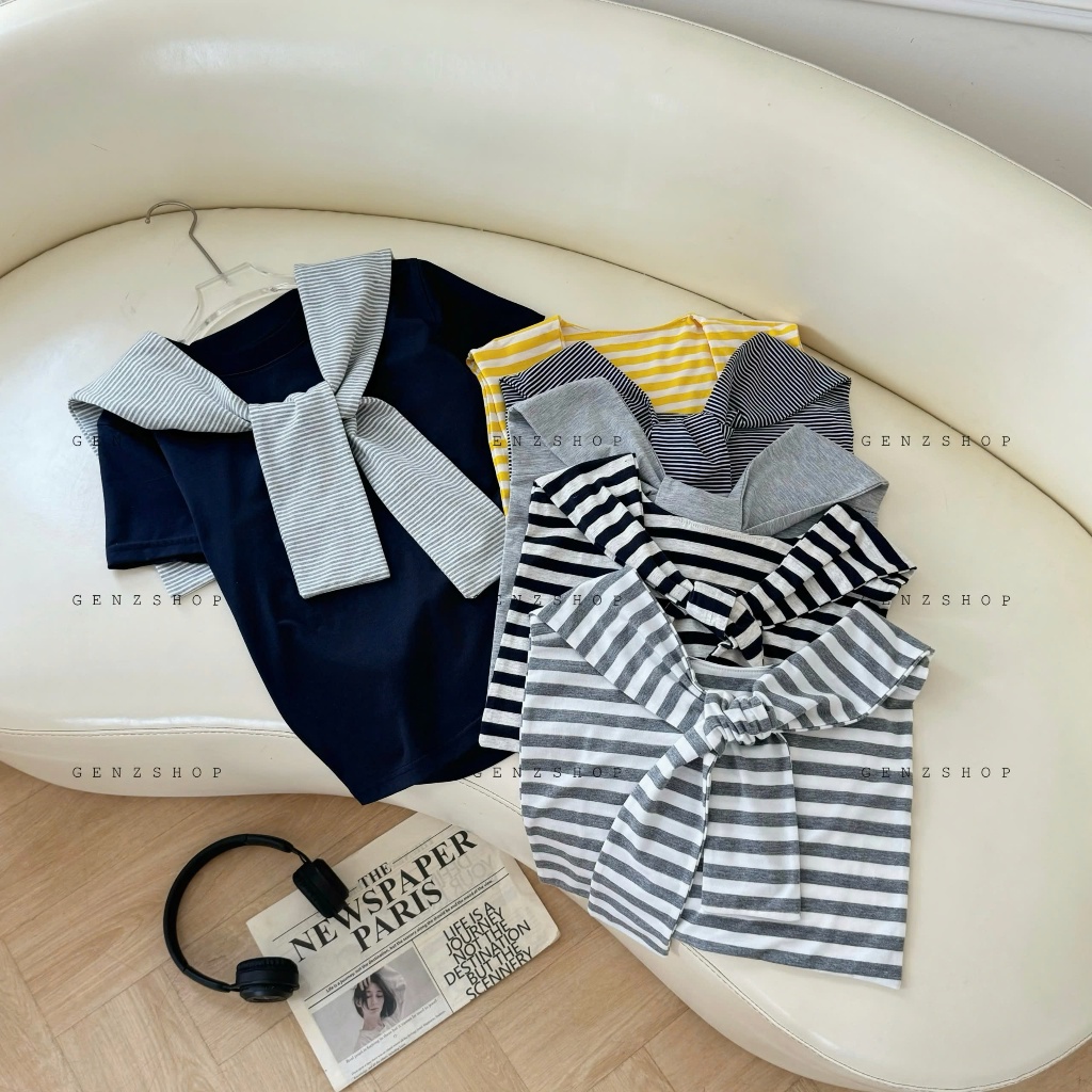 Khăn Choàng Vắt Vai  [Genzshop]  Phối Áo Sơ Mi Áo Thun Chất Cotton 2 Lớp | BigBuy360 - bigbuy360.vn