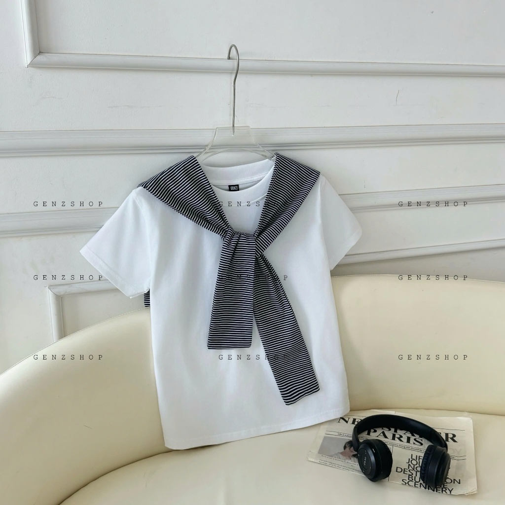 Khăn Choàng Vắt Vai  [Genzshop]  Phối Áo Sơ Mi Áo Thun Chất Cotton 2 Lớp | BigBuy360 - bigbuy360.vn