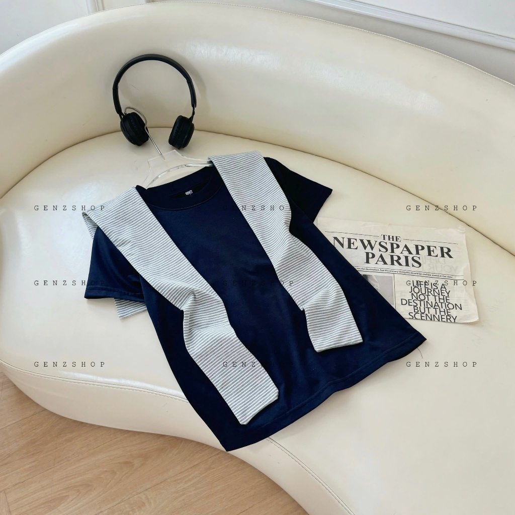Khăn Choàng Vắt Vai  [Genzshop]  Phối Áo Sơ Mi Áo Thun Chất Cotton 2 Lớp | BigBuy360 - bigbuy360.vn