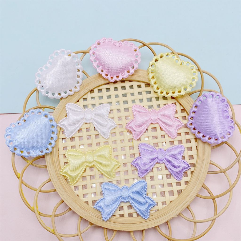 Set 5 chiếc nơ, trái tim nhỏ decor toploader, binder