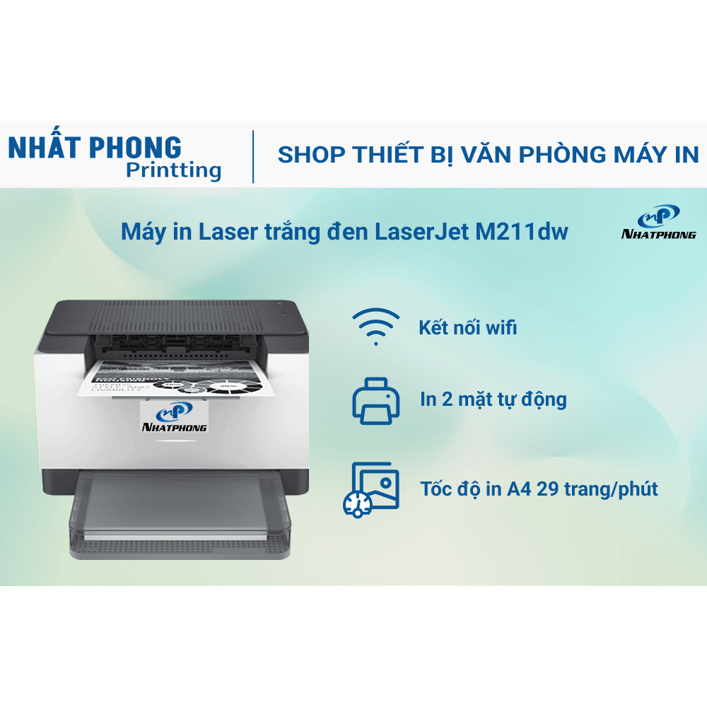 Máy in Laser trắng đen LaserJet M211dw (9YF83A) (In đảo mặt, A4, USB, LAN, WIFI)