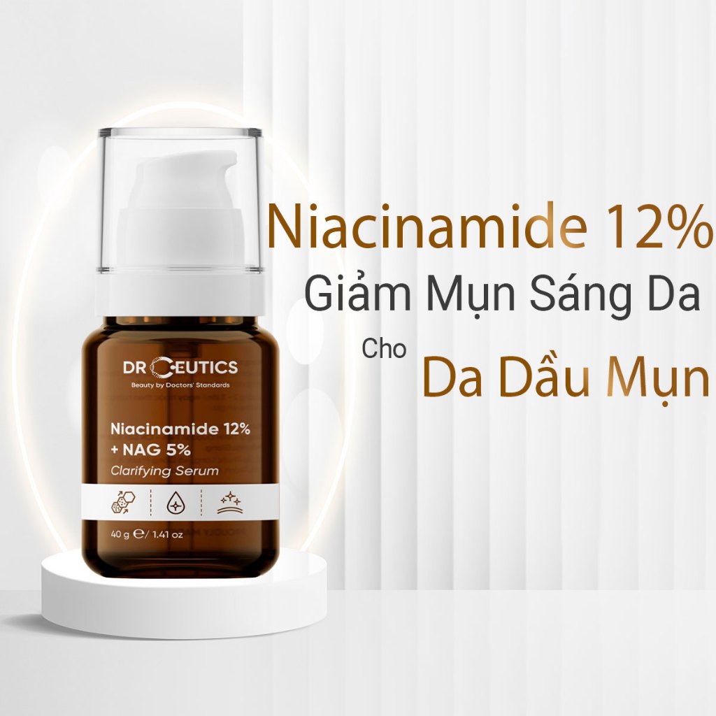Serum DrCeutics Niacinamide 12% + NAG 5% Giảm Thâm Sáng Da Kiềm Dầu