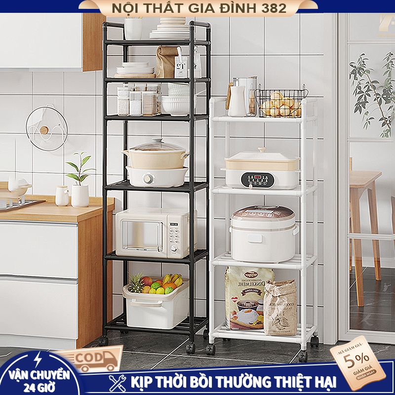 Kệ Nhà Bếp 5/6 Tầng  Kệ Để Đồ Nhà Bếp, Kệ Thép Carbon HADOCHI Sơn Tĩnh Điện, Lắp Ráp Đơn Giản Tiện L