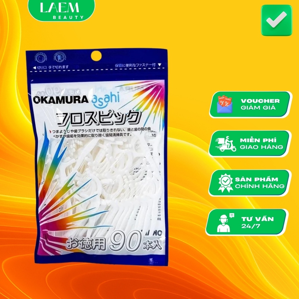 Tăm chỉ nha khoa Okamura, Tăm chỉ kẽ răng Okamura Japan - Gói 90 cây