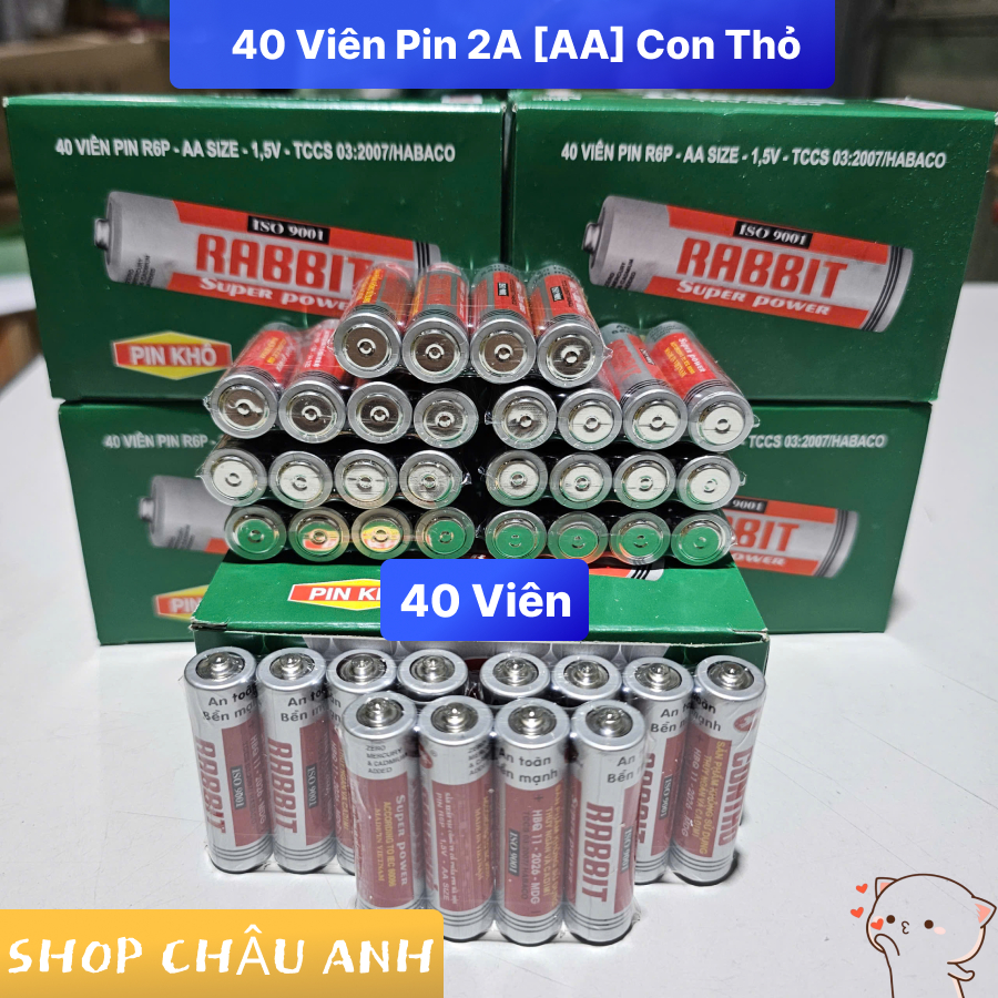 [ComBo] 40 Viên Pin CON THỎ  2A [AA] 1.5V ,Pin Tiểu Đồng Hồ, Pin Chuột Máy Tính w .[TTCA]