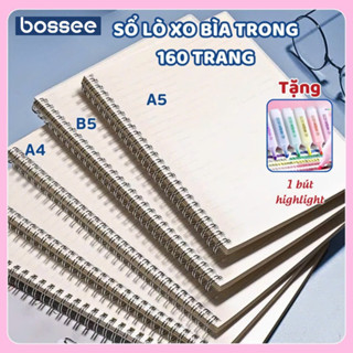   Tặng sticker  Sổ lò xo basic A5 B5 A4 160 trang Sổ giấy kẻ caro ngang không dòng kẻ SIJIN 