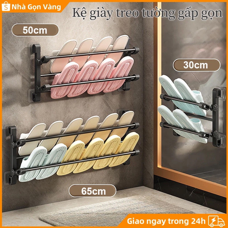 Kệ Giày Gắn Tường Gập Gọn - Thiết Kế Không Cần Khoan, Dán Chắc Chắn- Để Giày Dép Gọn Gàng, Tiện Lợi